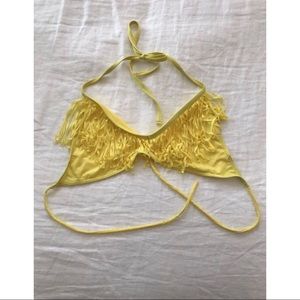 Yellow Fringe Bikini Top